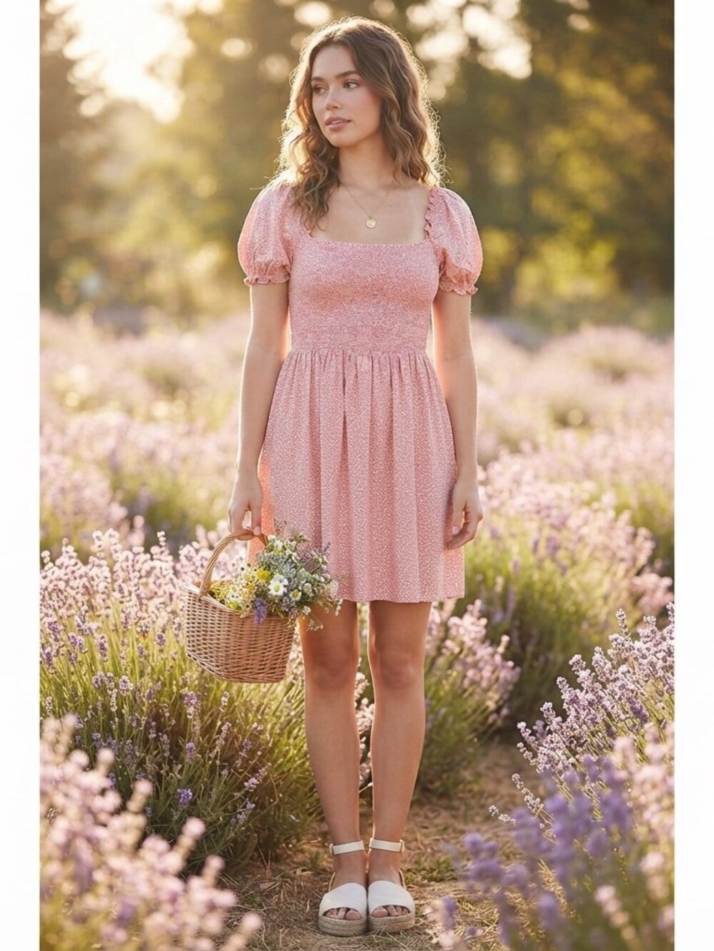 Arizona Jean Co Pink Floral Smocked Puff Sleeve Cottagecore Mini Dress Large